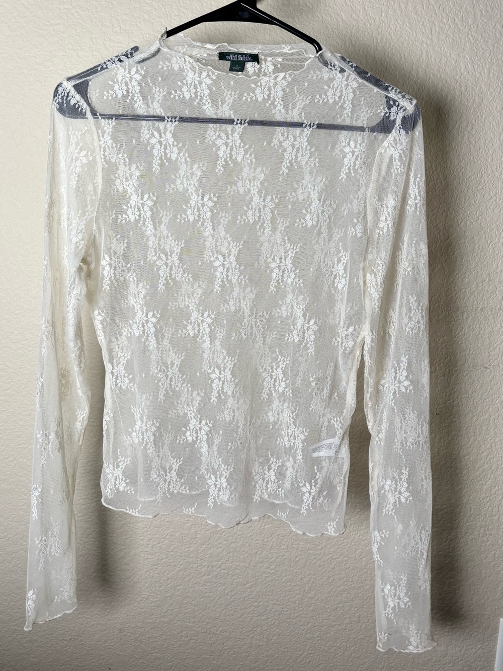 wild fable White Sheer Floral Lace Long-Sleeve Top - Free People Dupe
